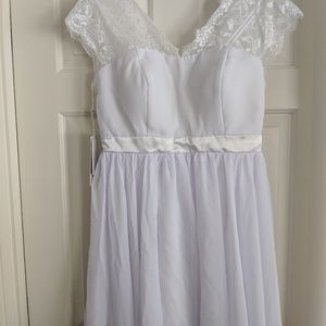 White Lace and Chiffon Dress, size 12
